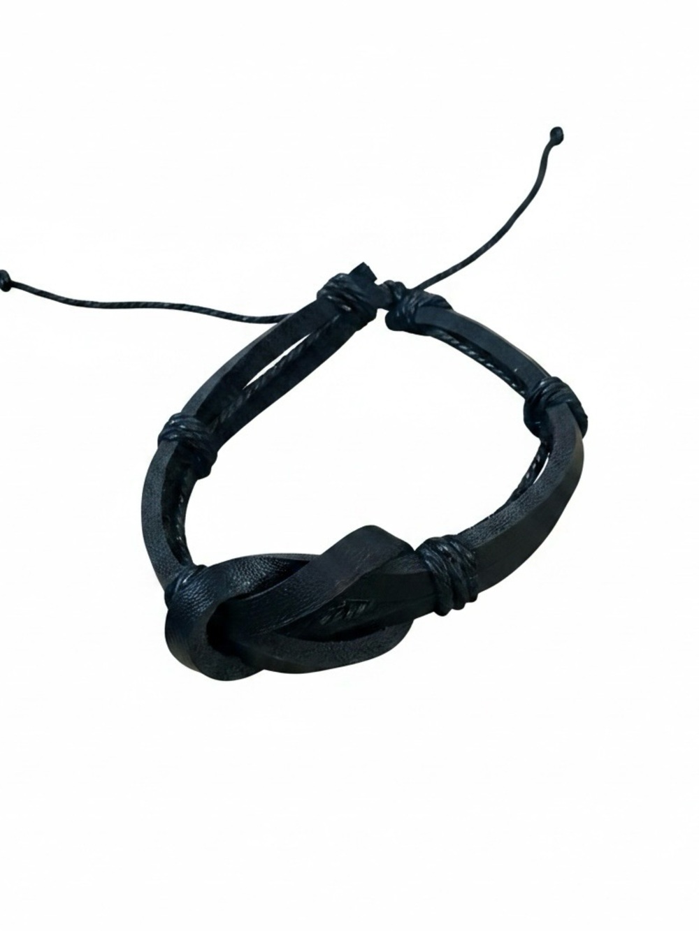 Men's Black Knot Leather Bracelet - new